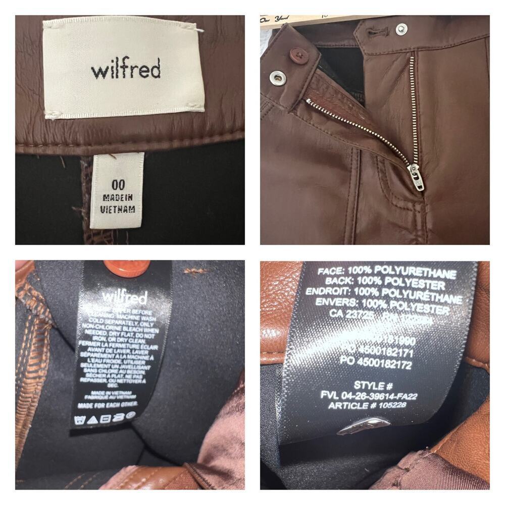 Aritzia Wilfred Nocturne High Rise Utility Vegan Leather Cognac Shorts Size 00 - Picture 4 of 6